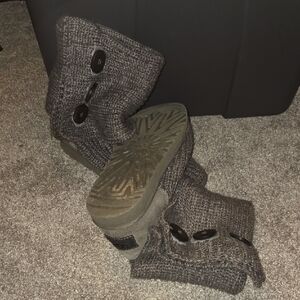 UGG Grey Knit Boots with Button Accent